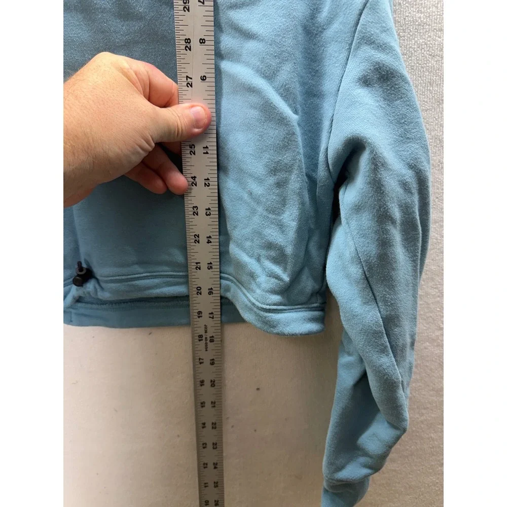 Nike Cropped Sweatshirt Women Medium Blue Swoosh Bungee Hem 3508